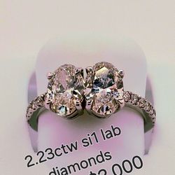 2.23ctw Si1 I Lab Diamond Oval Pair Ring