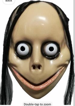 momoo Frightening maskk - Eerie Face maskk, Long Haired Full Face maskk | Halloween Costume Spine momoo Costume Headgear Scary Cover, Horror Demon mas