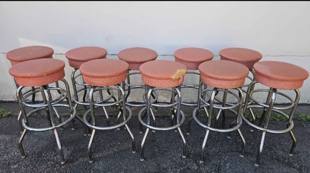 Set of 10 Vintage Diner Bar Stools
