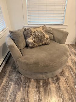 Gray velvet chaise lounge chair couch