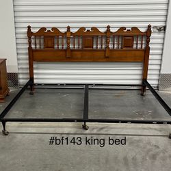 Antique King Size Solid Wood Bed Frame 