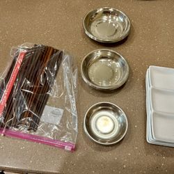  Service For Four-Korean BBQ Dishes And chopsticks 