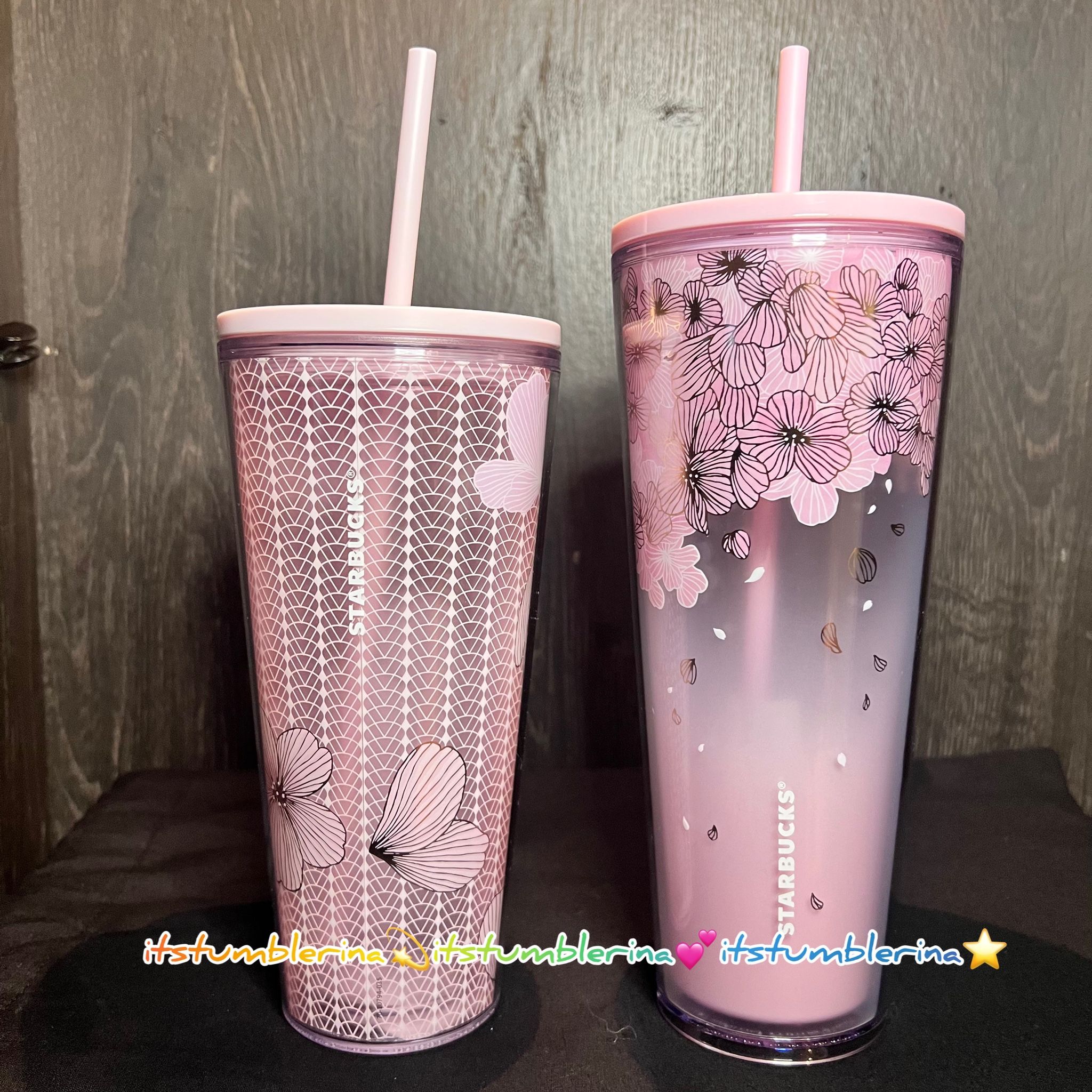 2022 Starbucks Sakura 24 Oz And 20 Oz Cold Cup Tumbler
