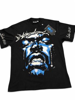 Hellstar Graphic Tee Black Blue Flames Shirt