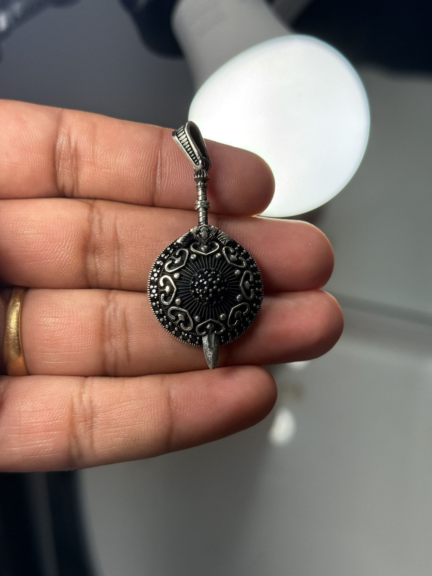 925 Sterling Silver Tribal Shield Pendant