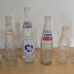Lot Of 6 Vintage PEPSI Glass Bottles