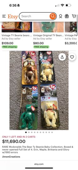 Beanie Babies, Maple/Glory/Erin/Britannia Retired