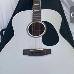 Beautiful White Acoustic Guitar With Case 