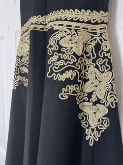Beth Bowley Anthropologie Wool Party Dress Black Gold Embroidery Dress(0-XS)  for Sale in West Palm Beach, FL - OfferUp