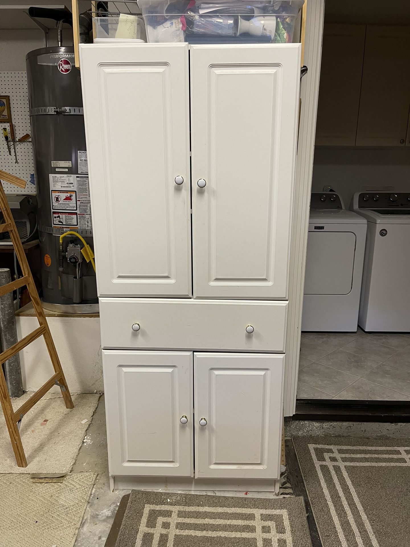 White Tall Cabinet 4 Doors & Drawer