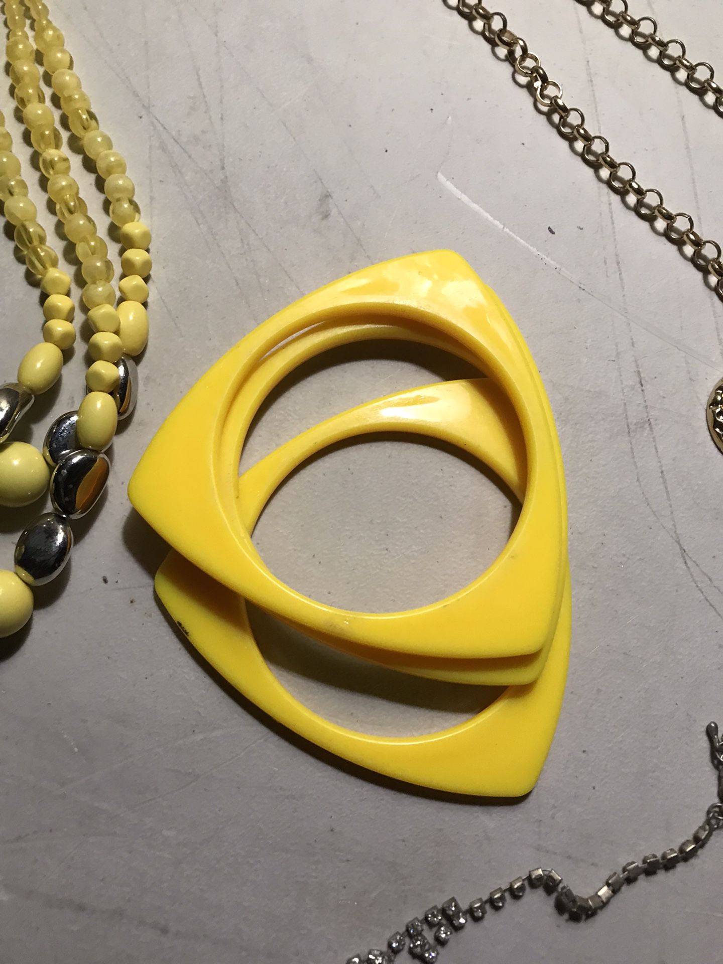 Vintage 1/8" Restored Bakelite Triangle Bracelet! Lovely Canary Yellow Color!