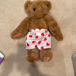 Authentic l Authentic brown Vermont Teddy Bear 16" Jointed Plush Toy Bear heart boxers