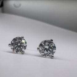 2.30 CTW Round Diamond Stud Earrings Screwback 14k White Gold 