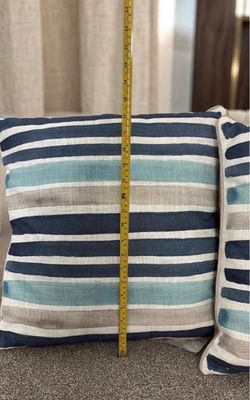 Coastal Navy & Teal Striped Throw Pillows, Set of 2 (18") Outside