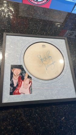 Stevie Ray Vaughan signed drum head framed