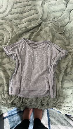 Gray Sequin Embellished Girls Top