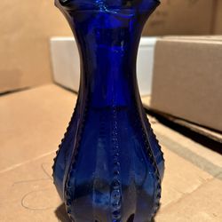 Vintage Bud Vase Cobalt Blue Ruffled Rim 7" Tall EUC USA #4