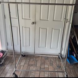 Chrome Rolling Clothing Rack
