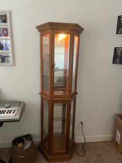 curio glass furniture cabinet with light