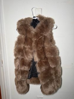 Faux Fur Vest Brown Sleeveless Jacket