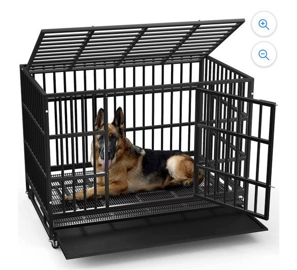 48 Inch Heavy Duty Dog Crate Cage Kennel with Wheels