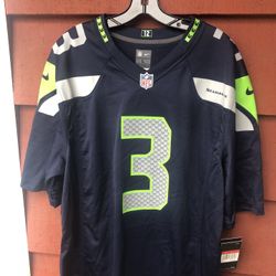 Nike NFL Seattle Seahawks Jersey Mens Blue On Field #3Russell Wilson Sz Large