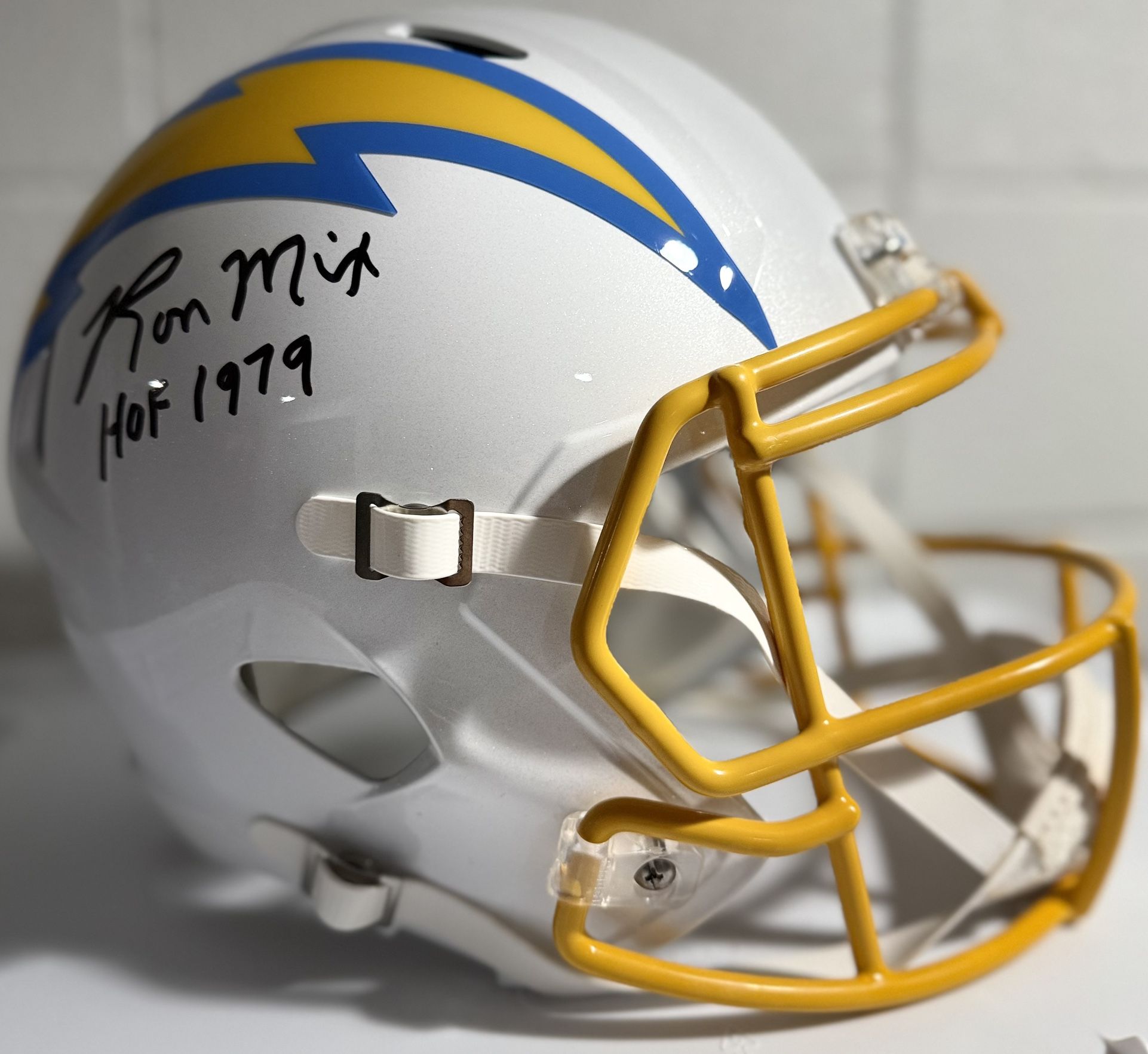 Ron Mix Auto Full Sized LA Chargers Replica Speed Helmet Schwartz Certified