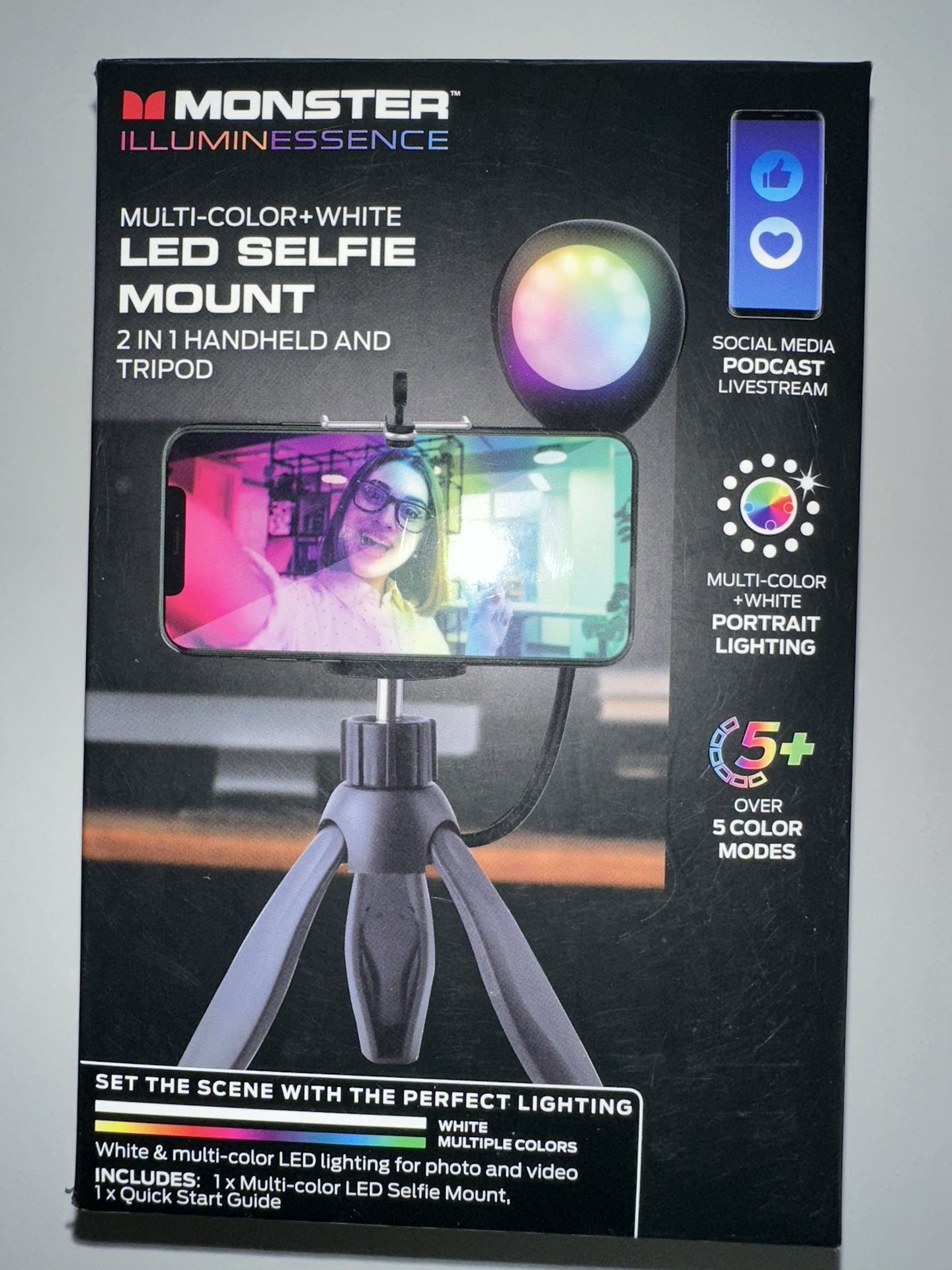 New In Box Selfie Light And Tripod 