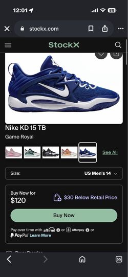 BRAND NEW UNOPENED KEVIN DURANT 15 TB Game Royal