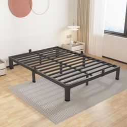 Heavy Duty King Size Metal Bed Frame with Steel Slats (10-Inch, Black)