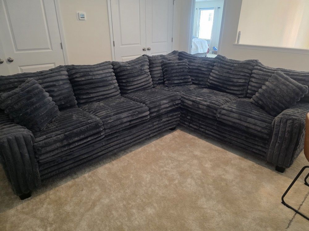 NEW MODEL ALERT! Brand New Byers Market Gunmetal Grey Thick Corduroy RAF 2pc Corner Sectional