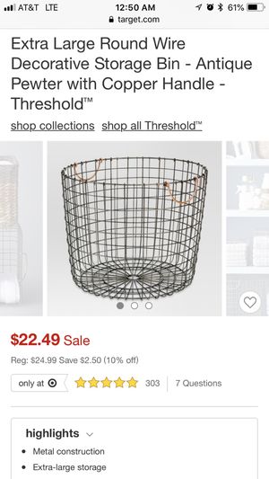 2 20 Each Extra Large Round Wire Decorative Storage Bin
