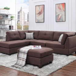 Sectional With Ottoman In Stock For Immidiate Delivery 
