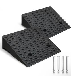 Rubber Curb Ramp,2 Pack,6" Rise Height,for Cars, wheelchairs. 11023lbs,with fixing bolts, Smooth transition fits vehicles & wheelchairs, lawn mowers,f