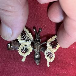 Silver Tone & Enamel Butterfly Hair Clip