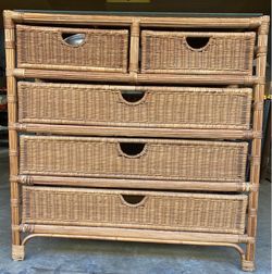 Wicker Dresser with Glass Top