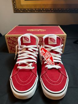 Vans Off The Wall Sk8-Hi MTE Red Geometric Pattern Sneakers