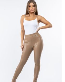 Steve Madden NWT $60 Faux Leather Cappuccino Leggings