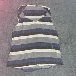 Old Navy Women's V-Neck Tank Top Sleeveless Shirt Loose Striped Blue/White Small