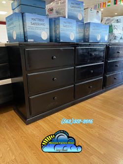 Six drawer dresser black pinewood cajonera Comoda nueva