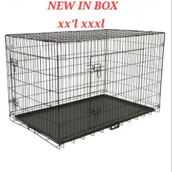 Brand New In Box 48" Xxl'xxxl Dog Crate Foldable Portable Animal Cage 2 Doors With Floor Tray Up To 125lbs Puppy Dog Kennel 4th Of July Anxiety Cage