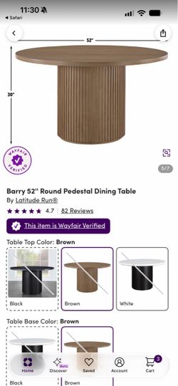 Latitude Run Barry 52" Round Pedestal Dining Table