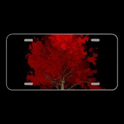 License Plate Novelty Car Front Maple Tree Red Painted Tree Leaf