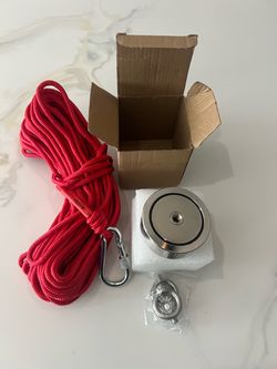 Upto 1300 LBS Fishing Magnet Kit Pull Force Strong Neodymium + Rope + Carabiner (New)