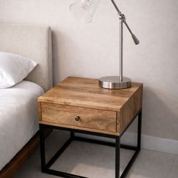 Crate & Barrel Nightstand + Modern Lamp - Set