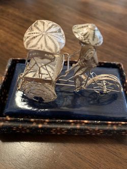 Fine silver Filigree Asian Rickshaw
