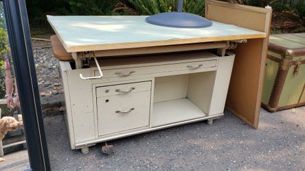 Vintage Industrial Drafting table. Deskomatic.