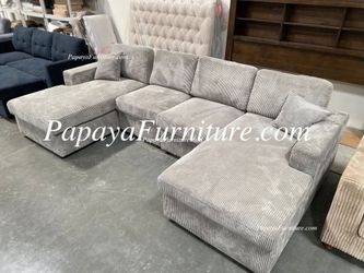 NEW Sectional Sofa and TWO CHAISE Lounge Lounger Set U Shape Modern BIG LARGE SALE Ashley style Discount Furniture Warehouse Holiday Season DEAL