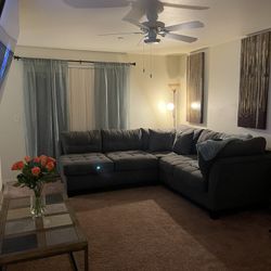 Beautiful Gray Sectional & Coffee Table