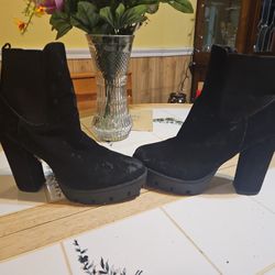 Black Suede Ankle Boots Size 9